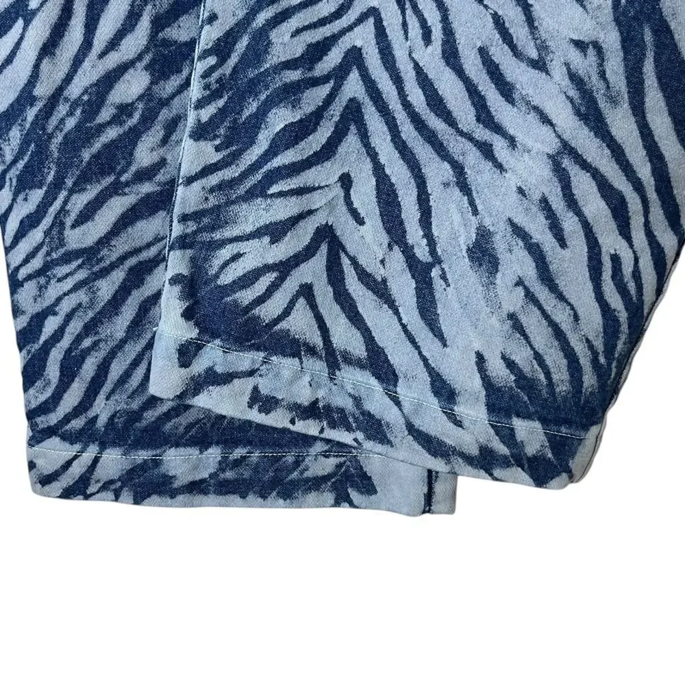 Big Bud Press Mid Rise Trousers‎ Women's XXS Blue Tiger Print Cotton Streetwear